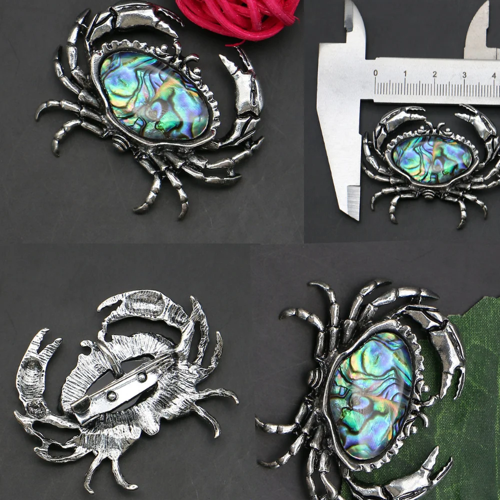 

Exquisite Natural Abalone Shell Inlaid Crab Shape Multi-purpose Brooch Handmade Ocean Style Necklace Pendant Jewelry 1 Pc/pack