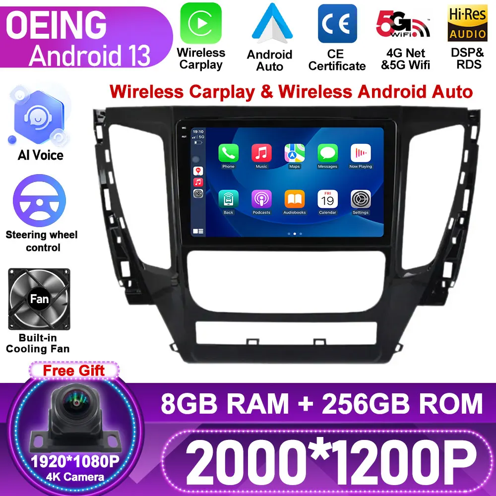 

Android For Mitsubishi Pajero Montero Sport 3 2015 - 2021 Car Multimedia Radio GPS DPS QLED CarPlay Screen 360 Panoramic Camera