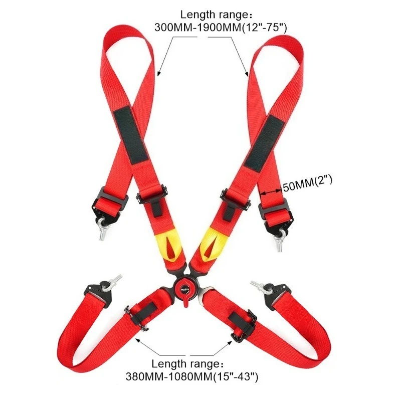 Suitable for car modification two-inch four-point racing seat belt 4-point karting beach car quick release seat belt