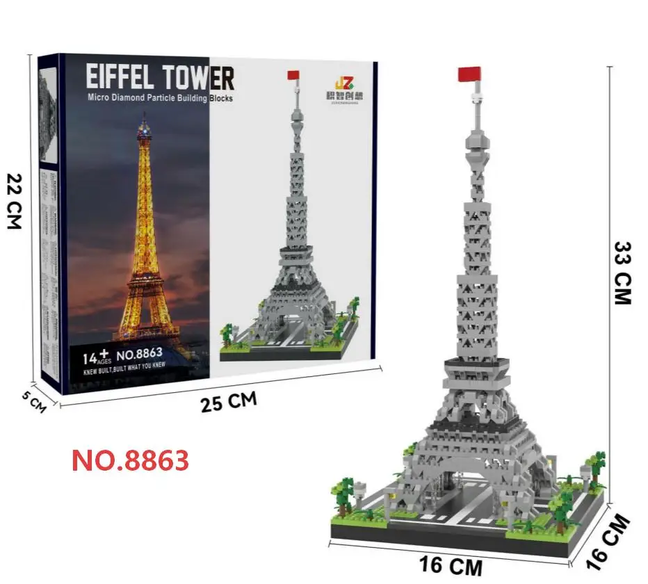 2237-teiliges Eiffelturm-Mikro-Partikel-Baustein-Modell-Souvenir, Ohne Beleuchtung, Romantische Heimdekoration, Geschenk für Liebste, Geschenk für Feiertage/Weihnachten/Neujahr – Detail 6