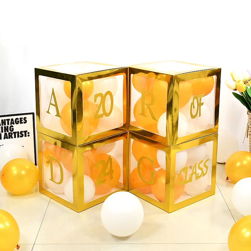 

1set/16pcs Graduation Decorations Class 2024 Black Balloon Box With Lettering Class Proud Of You Graduation Party Decorations