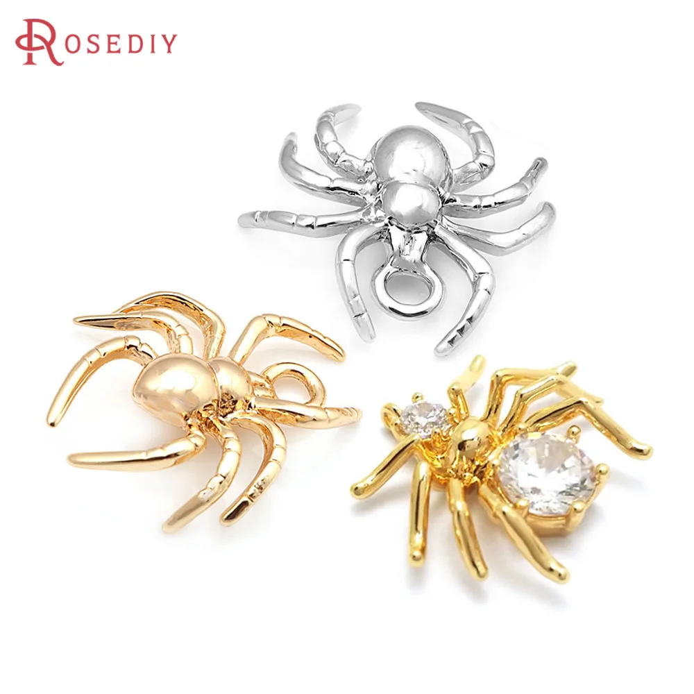 6PCS 18K Gold Color Brass Spider Charms Pendants High Quality Jewelry Making Supplies Necklace Earrings Accessories for Women