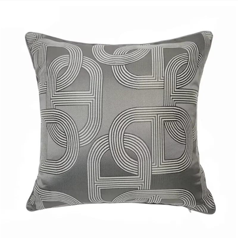 Contemporary Geometry Dark Grey Chain Ellipse Sofa Chair Designer Pipping Throw Cushion Cover Decor Home Pillow Case 18x18inch