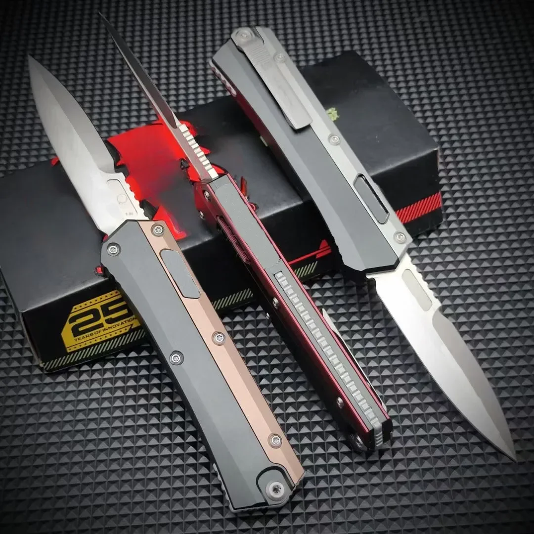 High Quality MICR Glykon Pocket Knife D2 Blade Aluminum+Carbon Fiber Handles Hunting Tactical Knife Camping EDC Tool