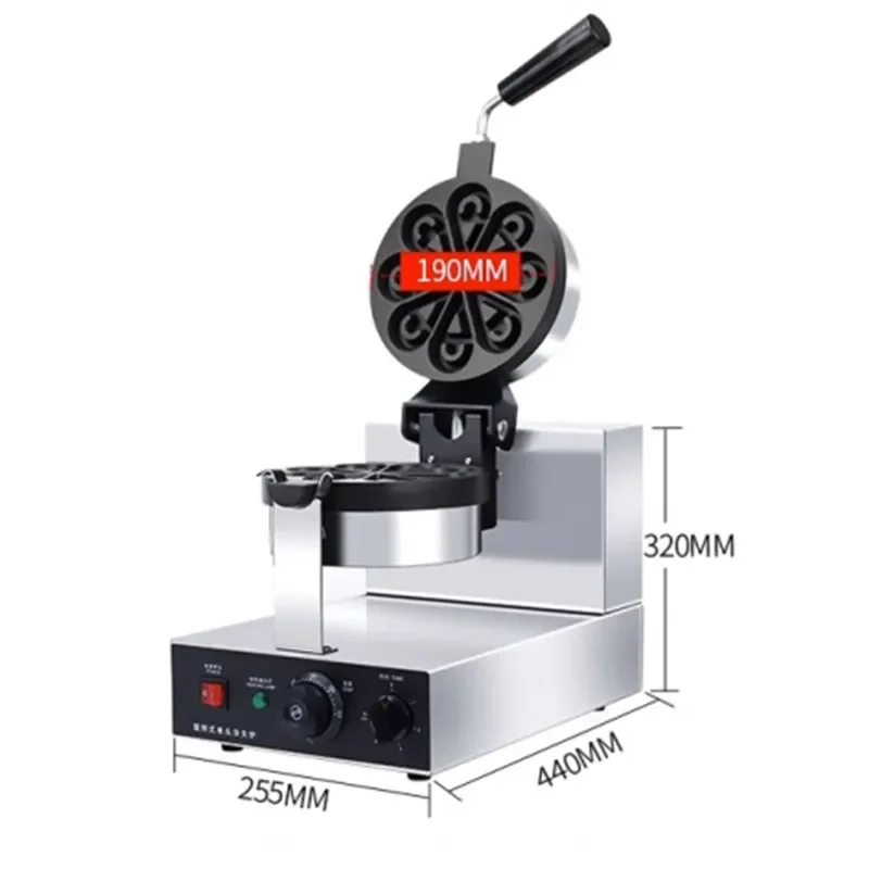 220v 전기 와플 메이커 상업용 드롭 머핀 메이커 격자 모양의 하트 와플 오븐 단일 헤드 로타리 기계