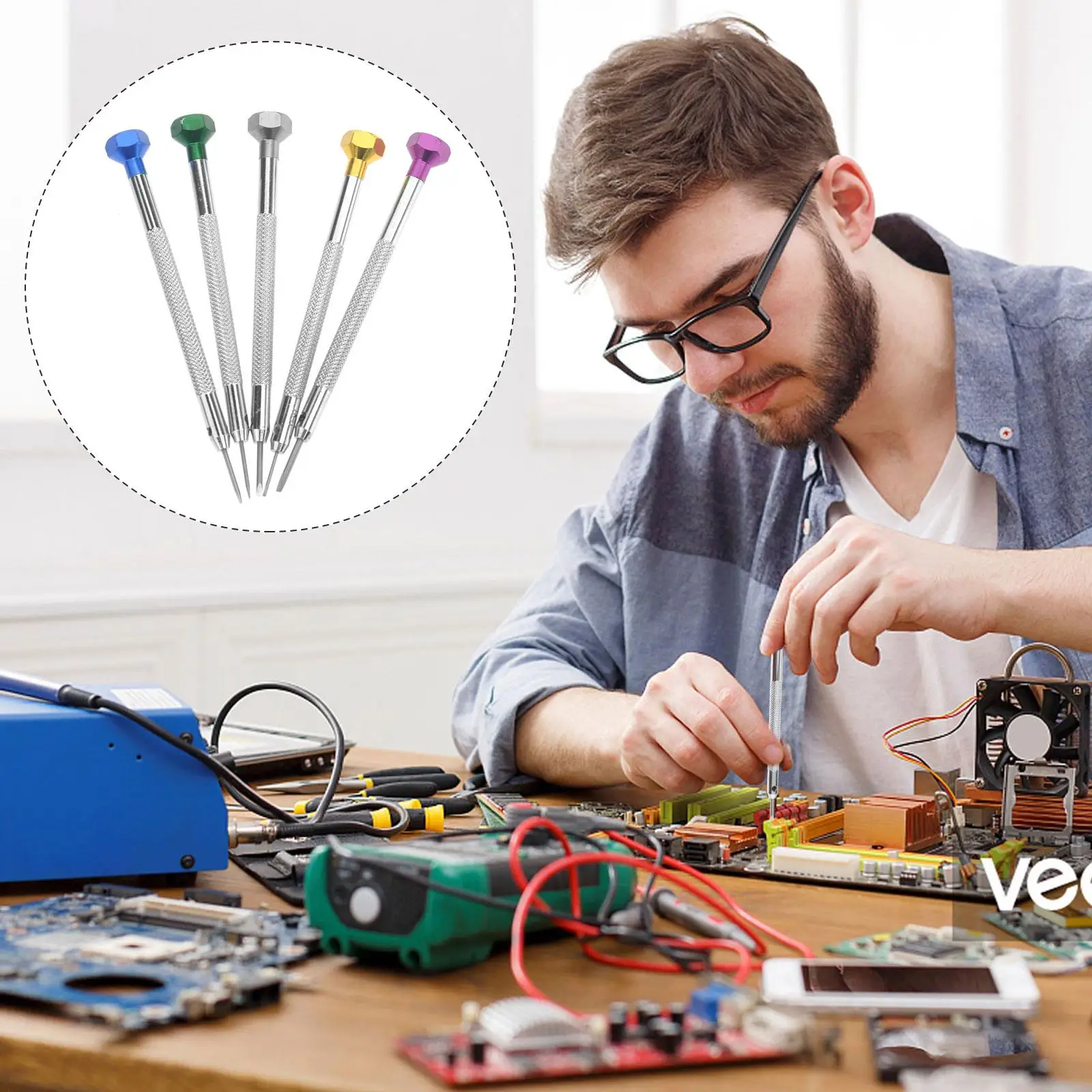 Destornilladores planos ranurados, herramientas de reparación de acero duraderas, gafas de reloj, 0,8mm, 1,0mm, 1,2mm, 1,4mm, 1,6mm, almacenamiento portátil, 5 uds.