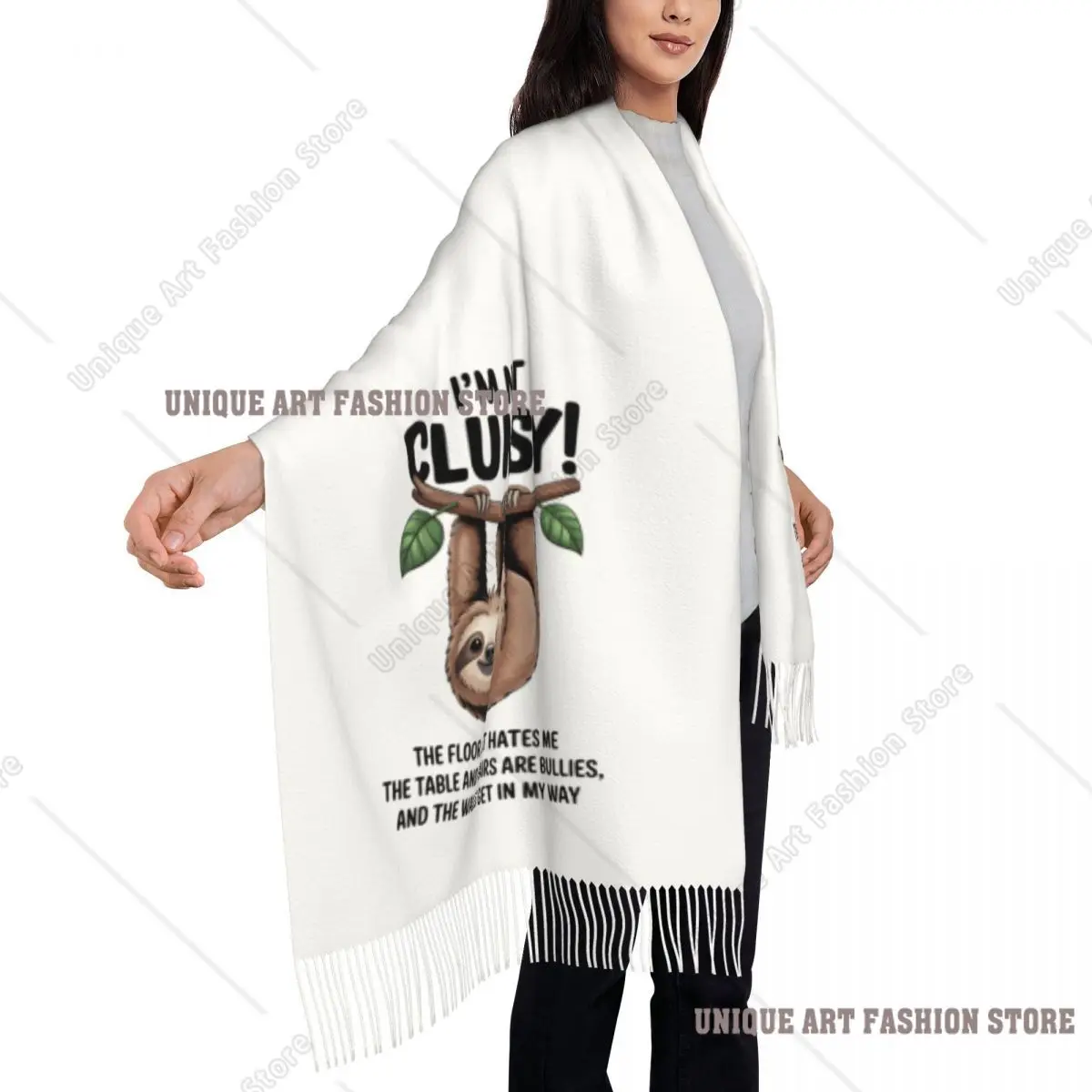 Impression personnalisée drôle paresseux je ne suis pas maladroit écharpe femmes hommes hiver automne chaud écharpes châles enveloppes