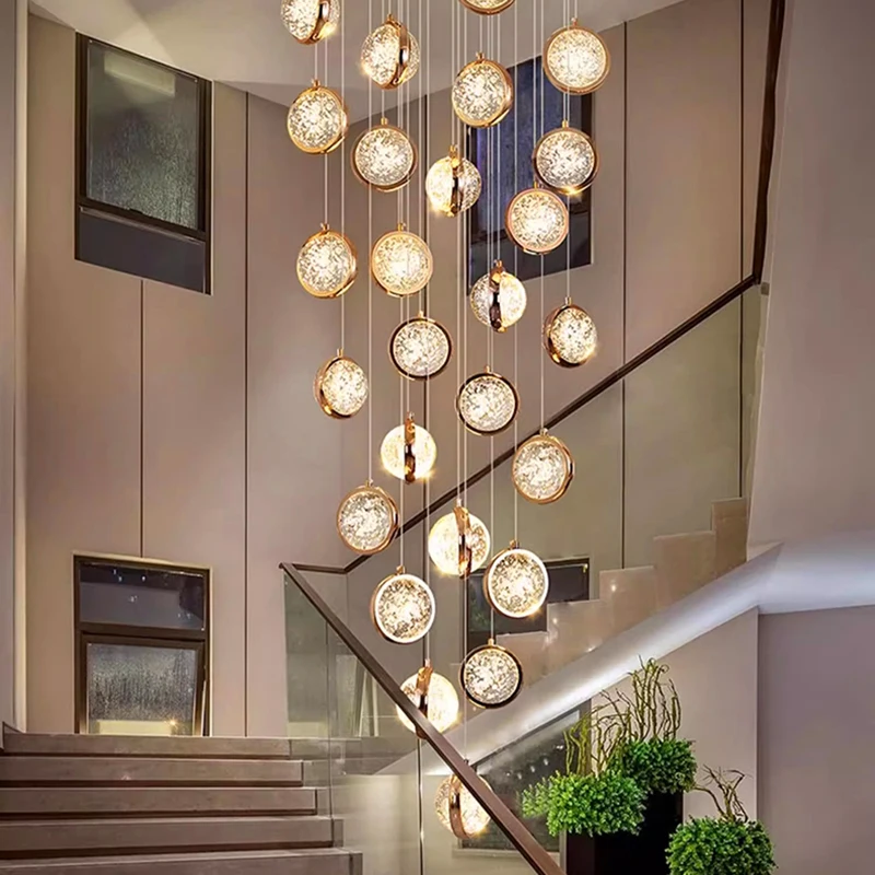 Imagem -06 - Modern Crystal Chandelier For Home Decoration Stair Pendant Lamp Living Room Pendant Lights Iluminação Interior