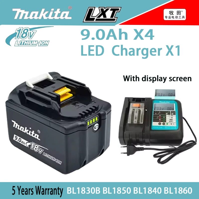 マキタ-充電式バッテリーと充電器,18V,6Ah,100% オリジナル,新品,bl1830,bl1830b,bl1840,bl1840bに適しています