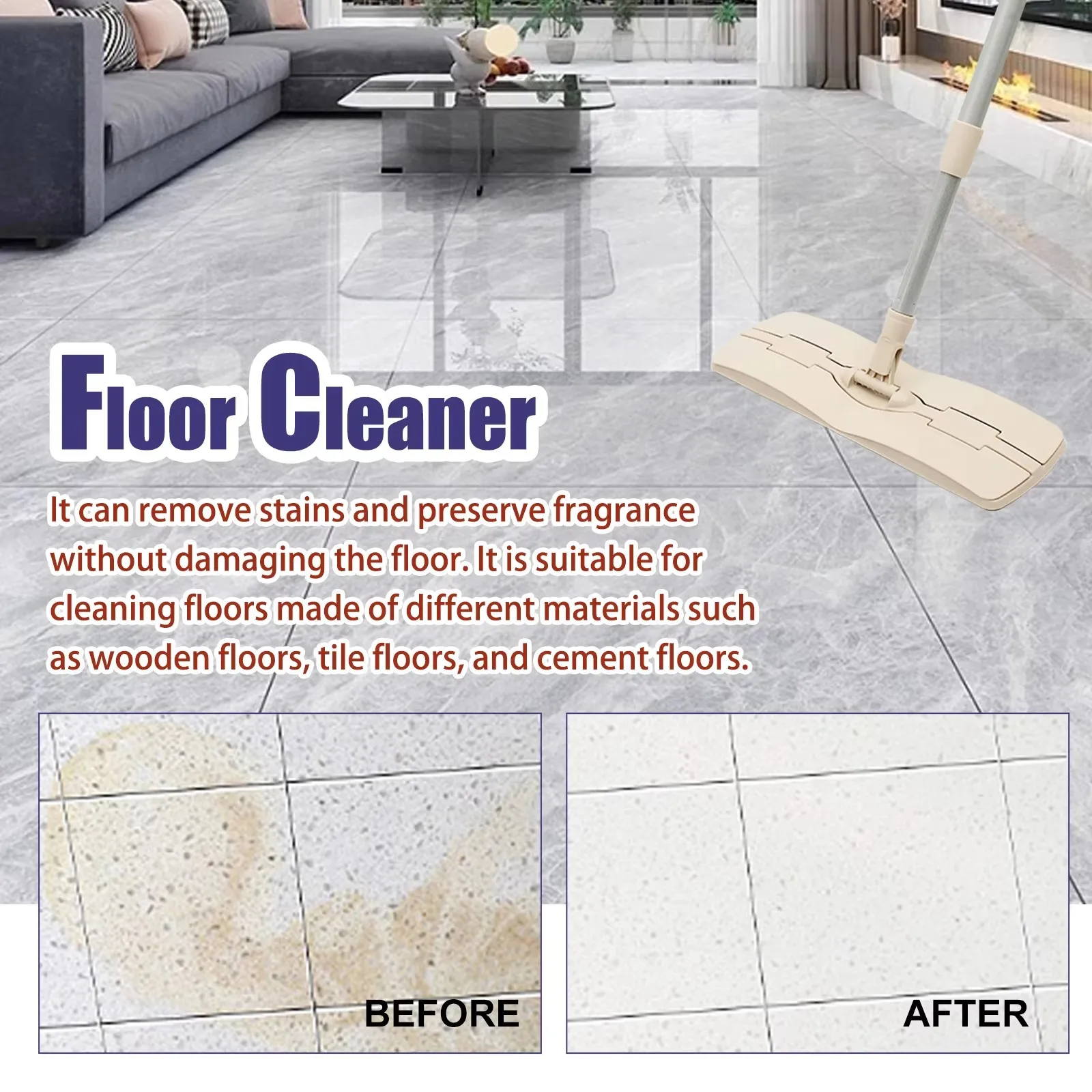 Floor Cleaner Liquid Wood Floor Brightening Tile Stain Remover Polishing Floor Scratch Decontamination Tile Cleaning Solution