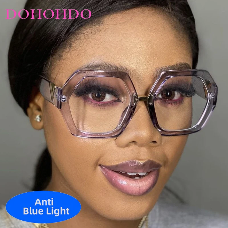 

Luxury Designer Oversized Polygon Optical Glasses Women Men Computer Play Games Anti-Blue Light Eyewear For Office Work Lentes