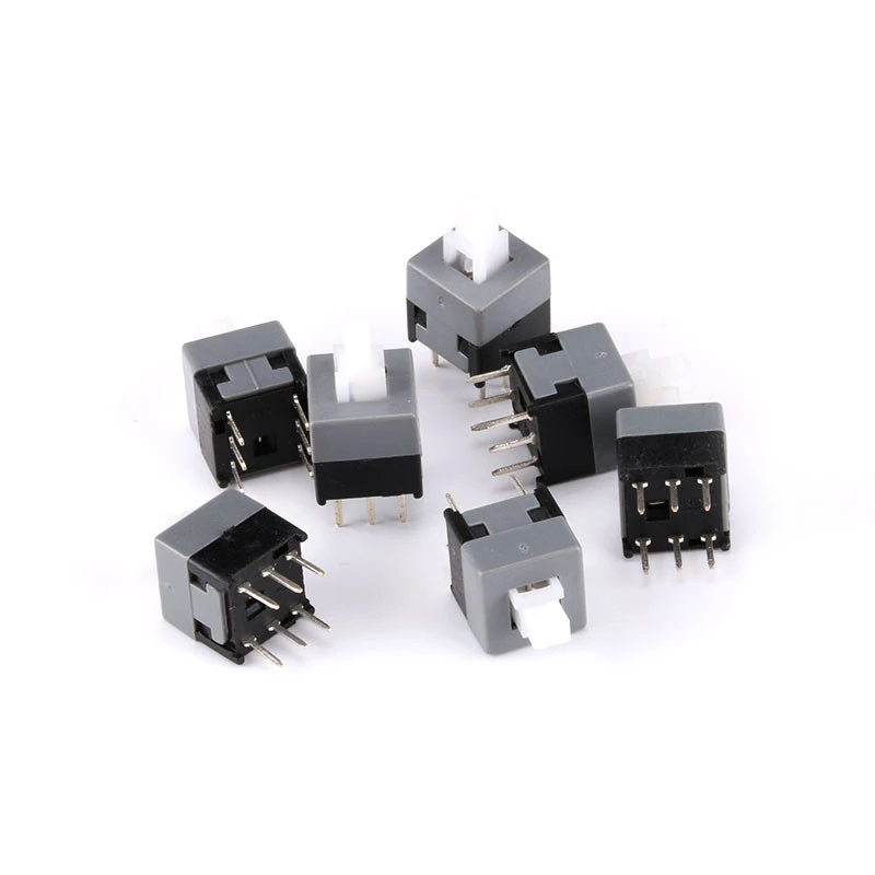 10PCS Mini Push button switch 6Pin Push Tactile Power Micro Switch Self lock On/Off button Latching switch 8.5X8.5mm 8.5*8.5mm