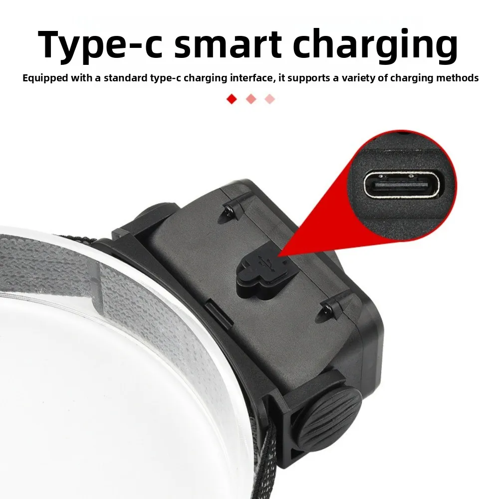 كشاف أمامي LED من النوع C مزود بمستشعر حركة للشحن - محمول فائق السطوع للصيد الليلي والجري والتخييم في الهواء الطلق