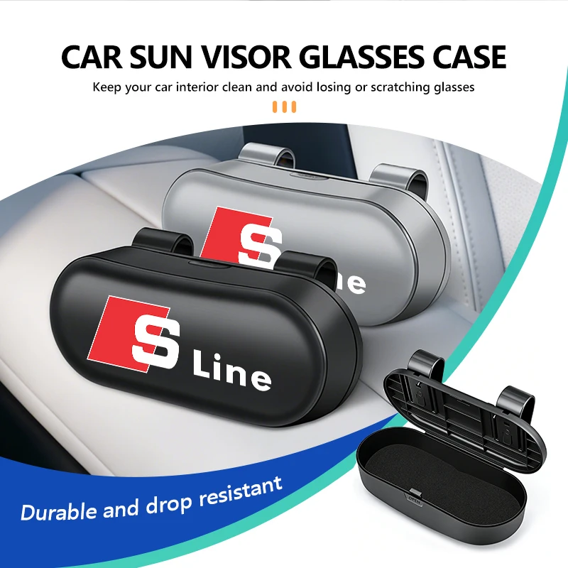 

Car Interior Universal Sun Visor Sunglasses Storage Glasses Box For Audi RS SLINE A1 A2 A3 A5 A6 A8 RS7 RS8 ABT Quattro