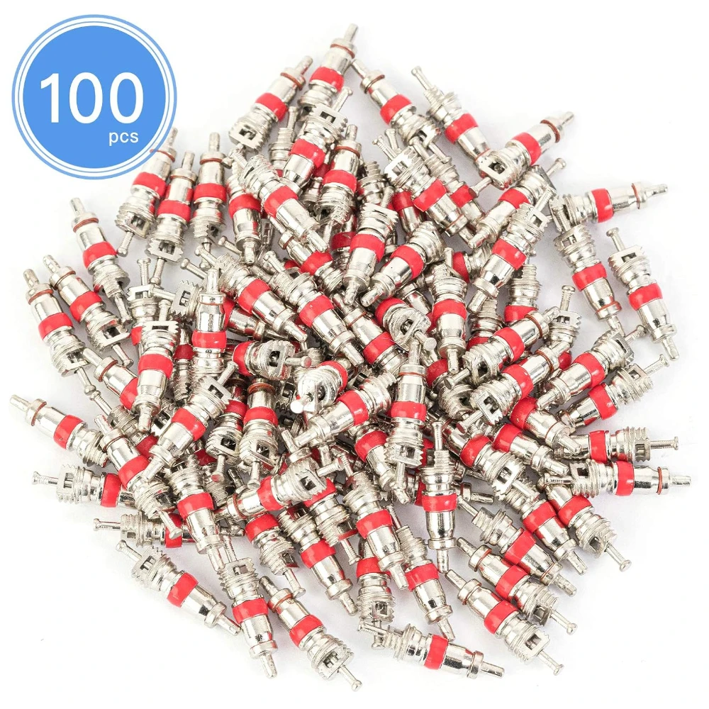 100Pcs Premium Tyre Tire Valve Cores Valve Stem Core Part Replacement Universal for Most Models of Cars Trucks Motorcycles