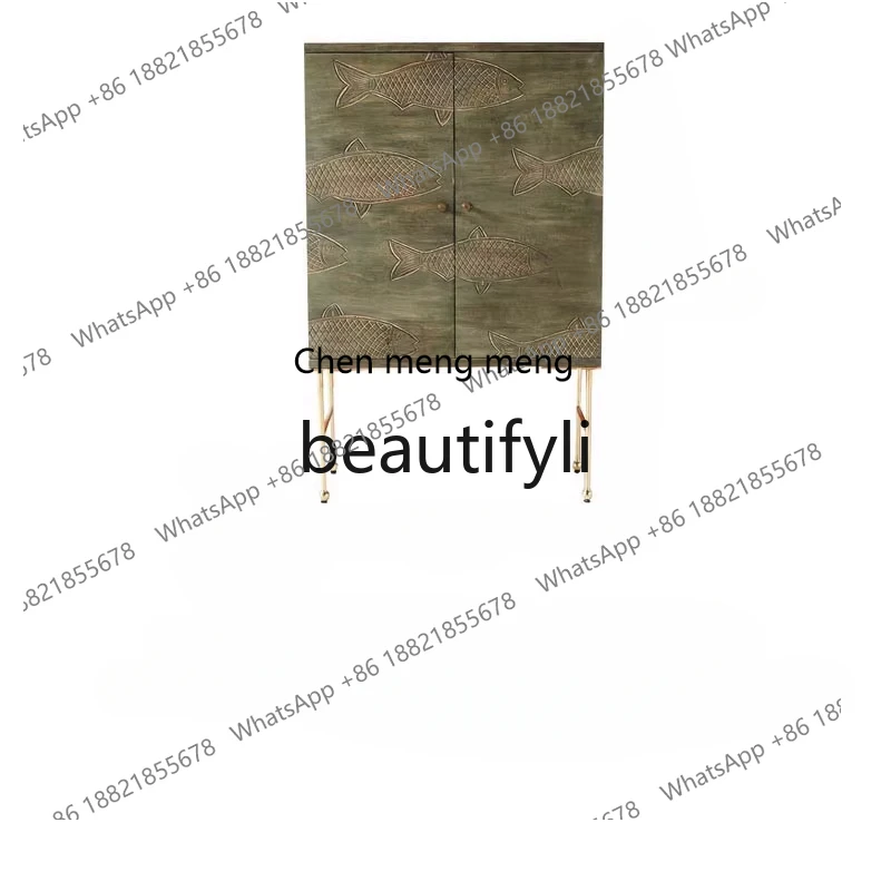 

Французский светлый роскошный обеденный боковой шкаф, современный простой винный шкаф для хранения, встроенный шкаф-витрина у стены