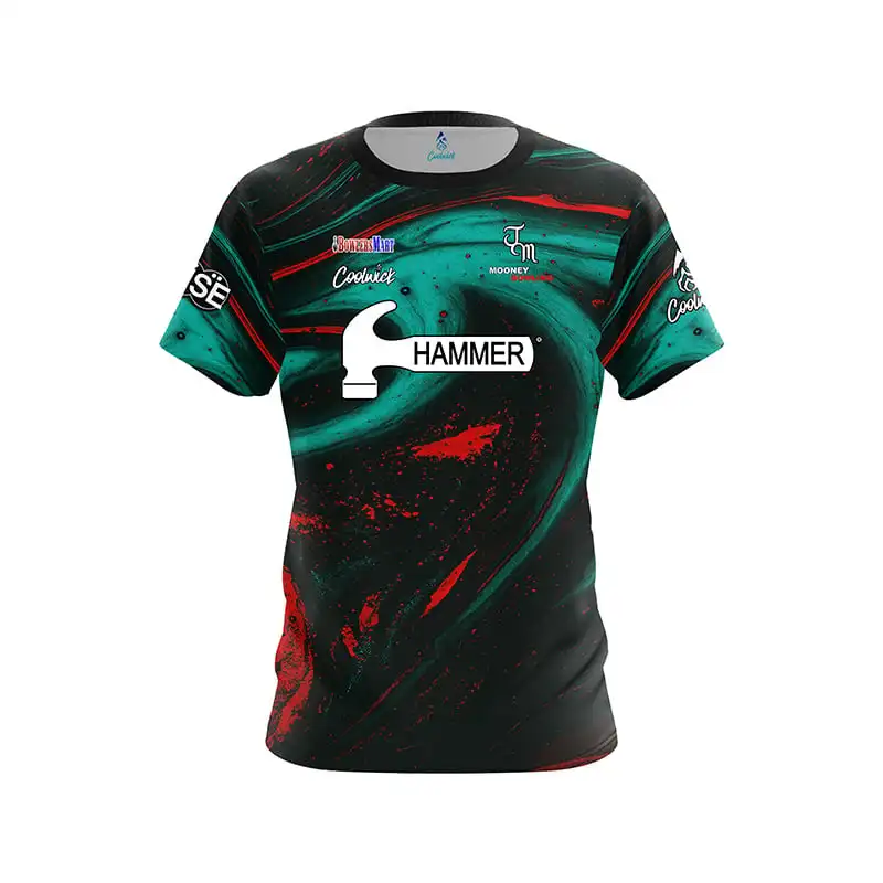 New Men Hammer Inspirational Text Color Bowling Shirt 3D Printed Short Sleeved Sports T-shirt Casual Loose Quick Drying T-shirt