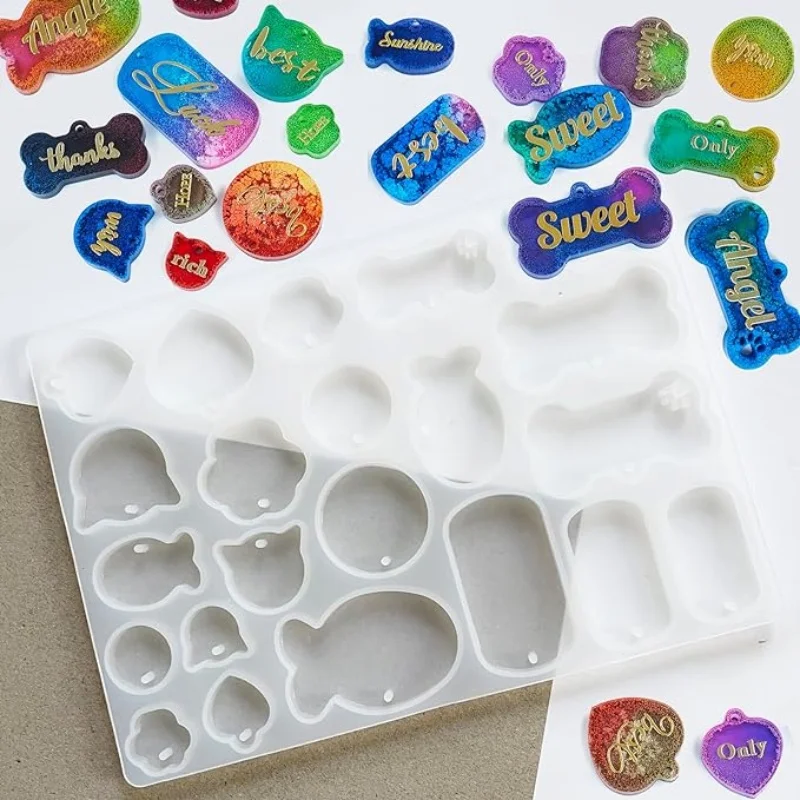 Molde de resina Epoxy de silicona de marca para mascotas con pegamento de gota de cristal DIY