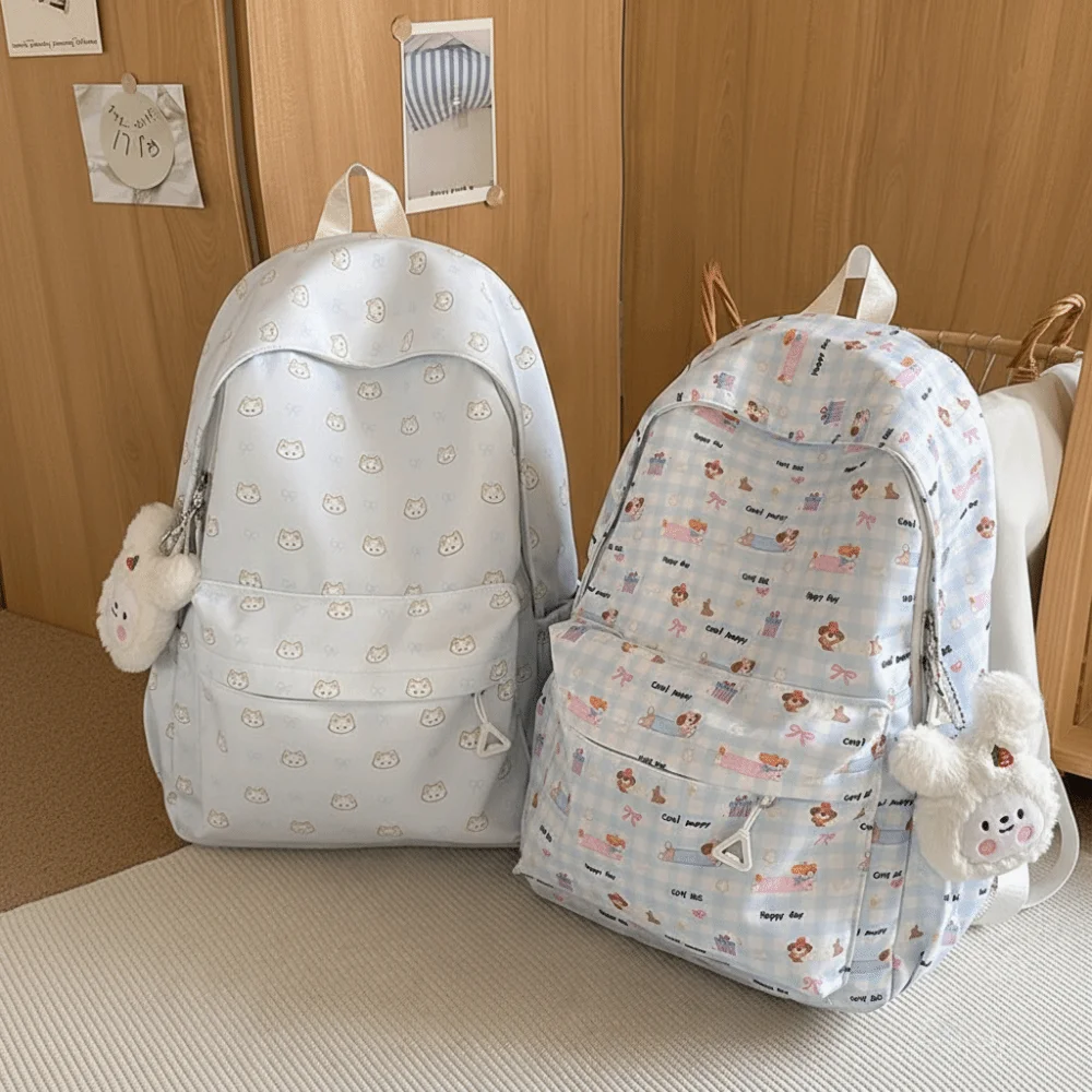 

Большой вместительный нейлоновый рюкзак для путешествий, водонепроницаемый, легкий, с мультяшным принтом, дышащий, с изображением кошки и собаки, школьный рюкзак для студентов