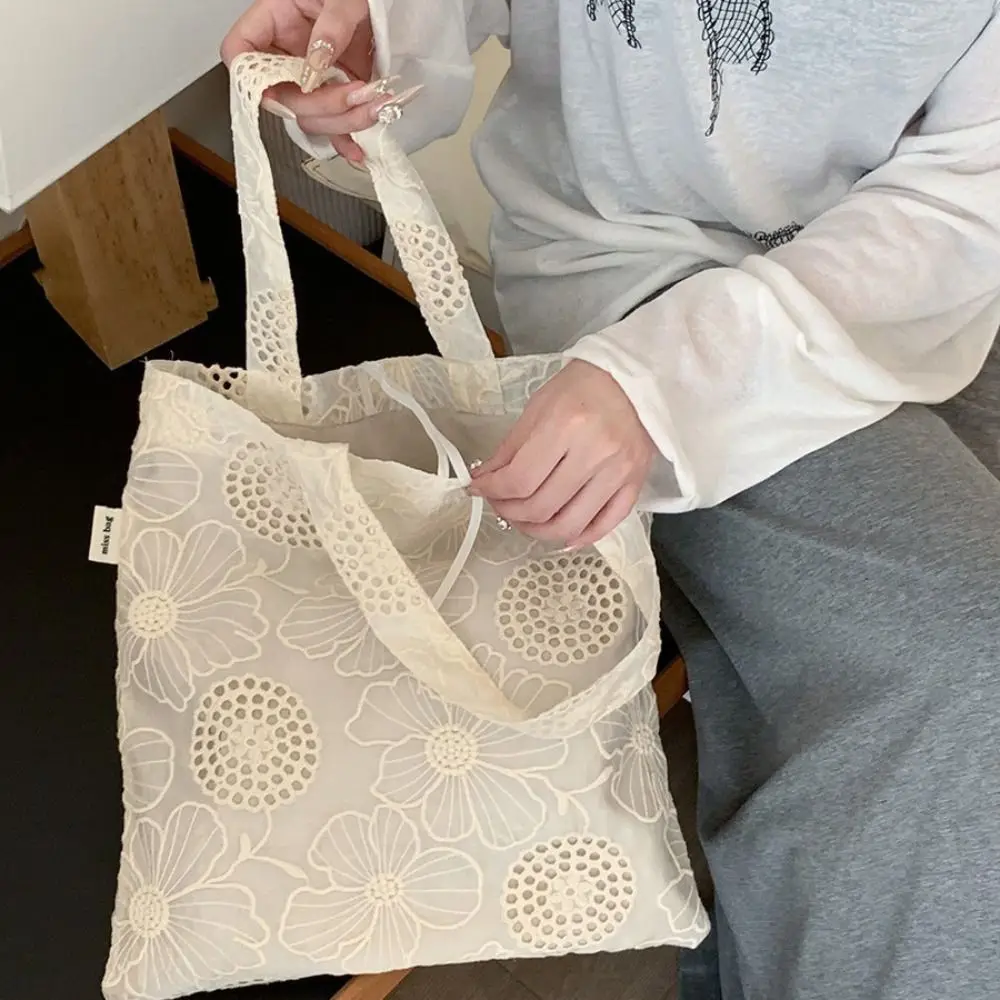

Сумка на плечо с ажурной вышивкой и кружевом, вместительная сумка-тоут с вышитыми цветами, легкая женская плетеная сумка в богемном стиле