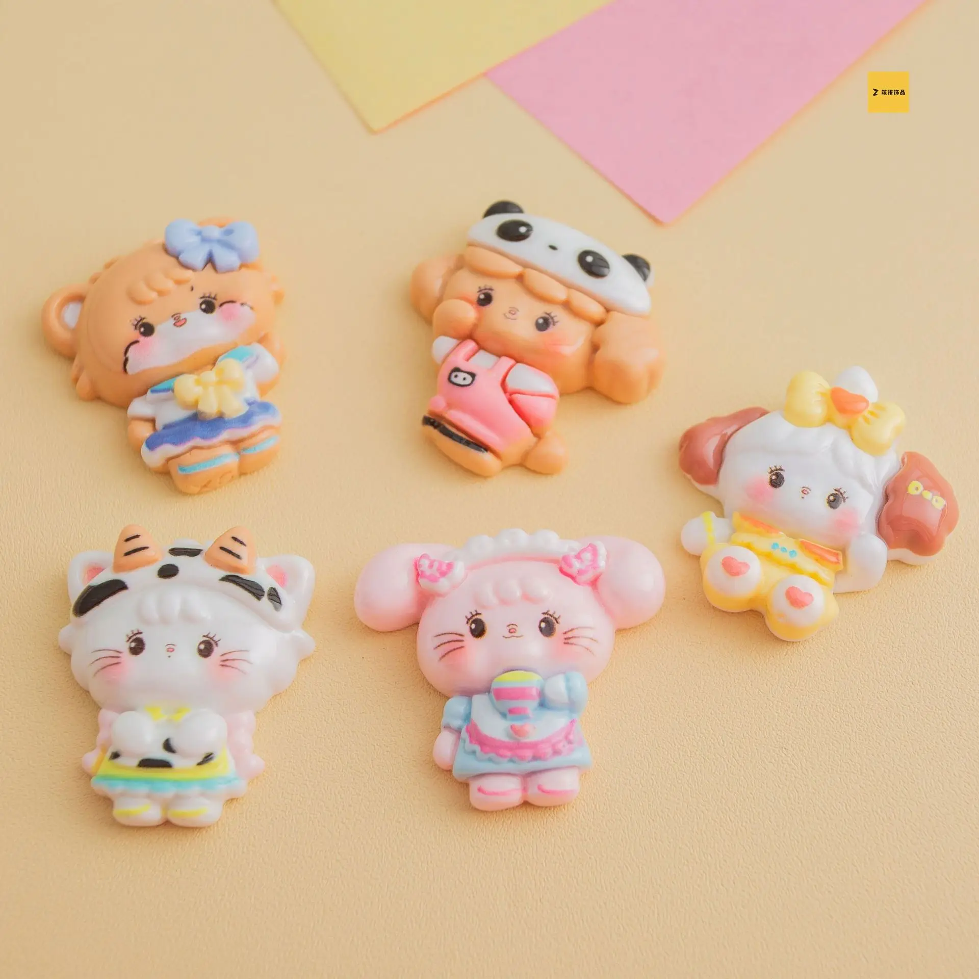 

100pcs Kawaii Cartoon Animal Resin Flatback Cabochon DIY Scrapbooking Crafts Making Headgear Figurines & Miniatures Accessories