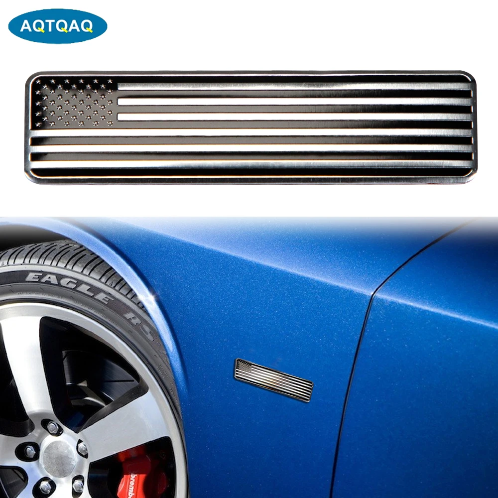 

1Pcs Black Metal USA American Flag Car Emblem Badge Motorcycle Sticker Fairing for Truck, Window, Motorcycle,Support US Military