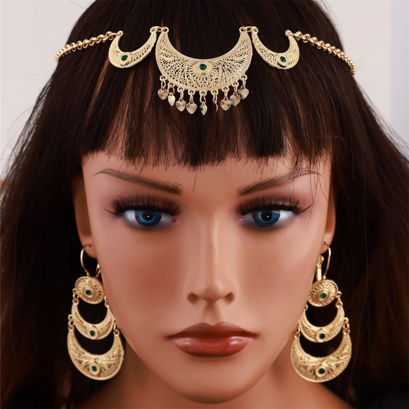 Algerian Bride Jewelry Necklace Earrings Set Hollow Carved Court Style Robe Jewelry Collection For Women Wedding Gifts