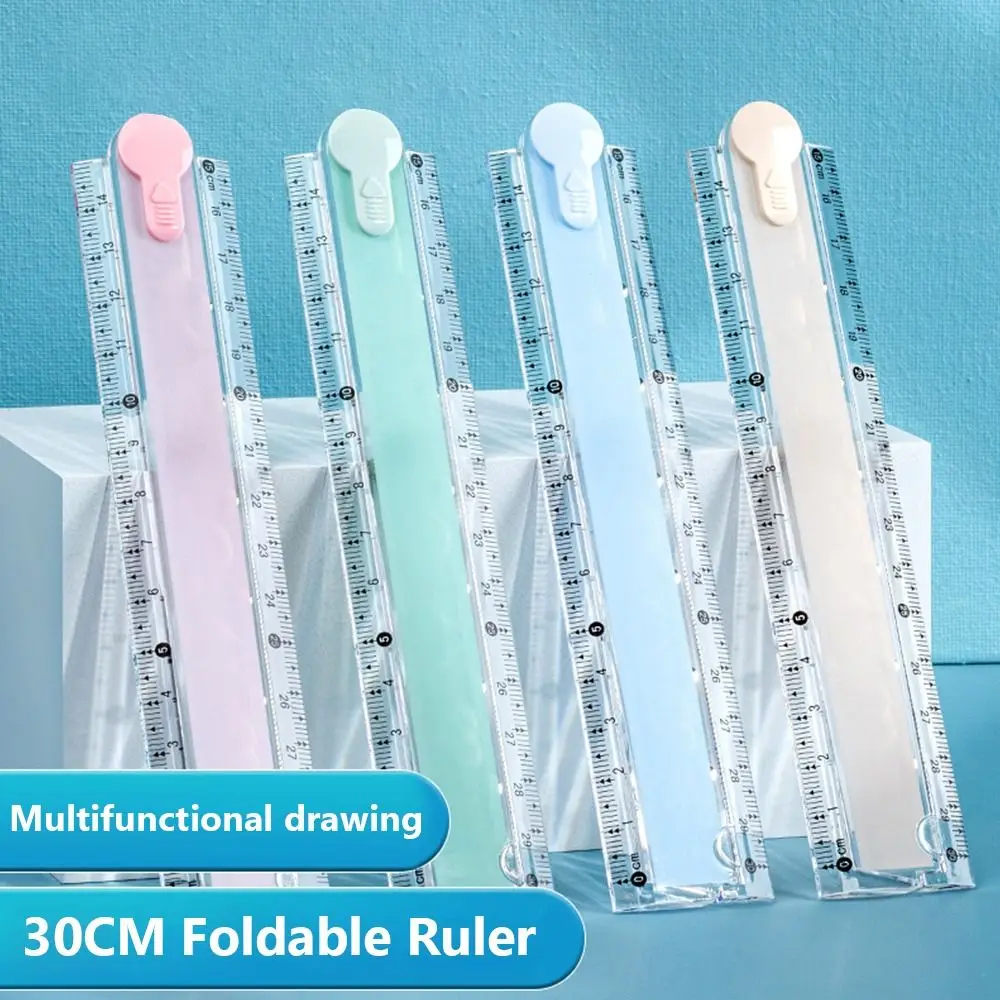 Multifunctional 30CM Foldable Ruler Clear Scale Easy Storage Straight Ruler Foldable Measuring Ruler Students