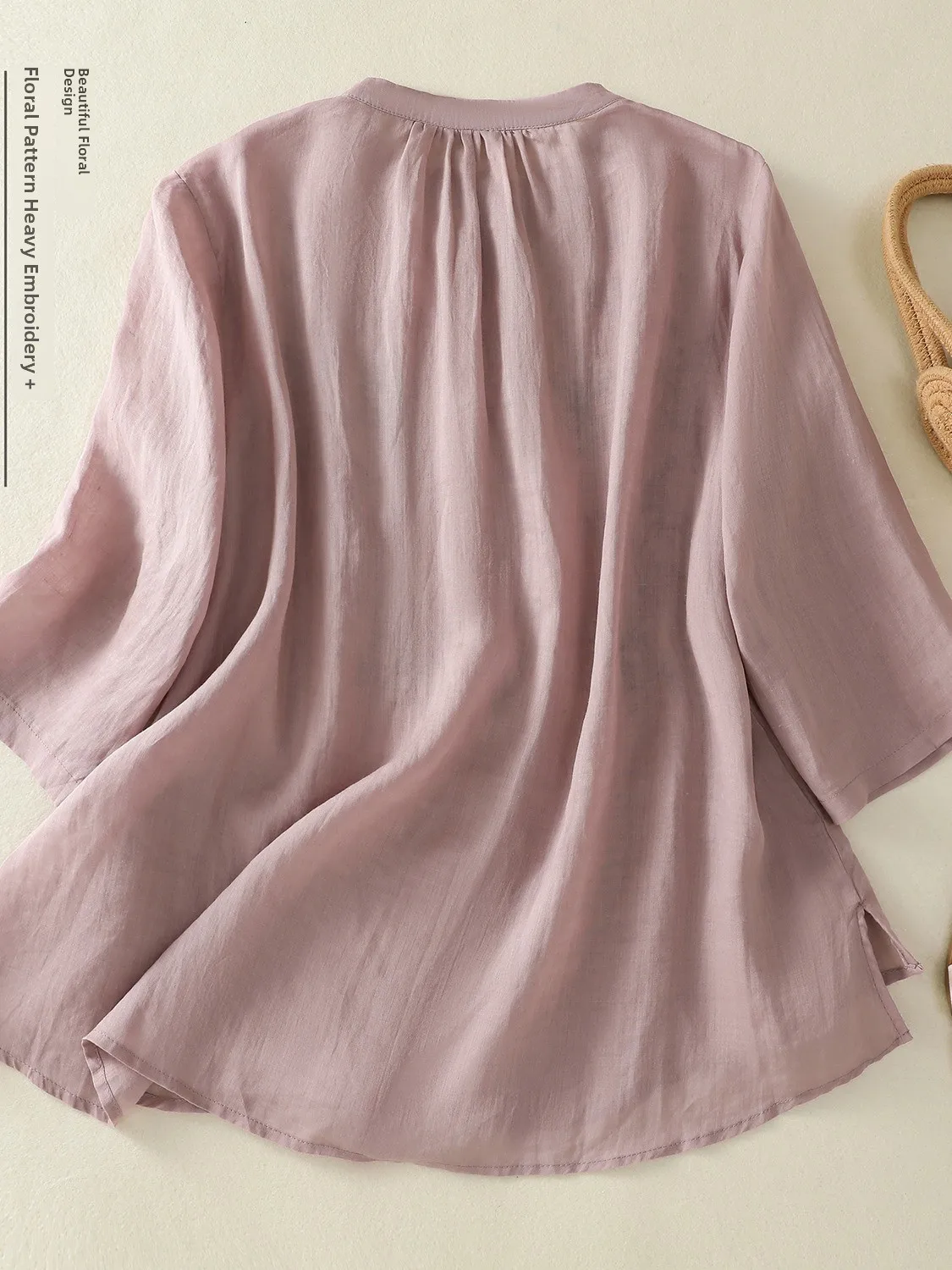 Nowa chińska bluzka z haftem, z bawełny i lnu, damska, letnia, lekka, artystyczna, przeciwstarzeniowa, lniana bluzka typu ort Sve.