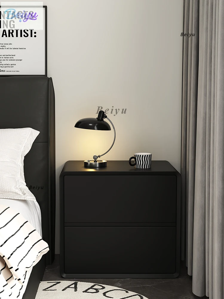 

Прикроватная тумбочка из цельного дерева премиум-класса, черная прикроватная тумбочка ваби-****, простое современное хранилище, шкаф для хранения красок в спальне