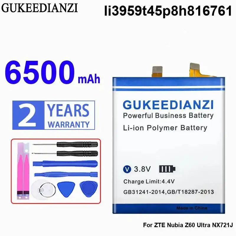 

Stable For Zte Nubia Z60 Ultra NX721J Li3959t45p8h816761 Mobile Phone Battery 6500Mah