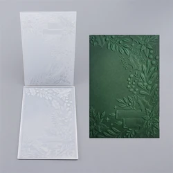 1pc 3D Embossing Folder Holly Poinsettia Pinecone Leaves with Candles Patterm for DIY Christmas Theme Scrapbooking Paper Crafts