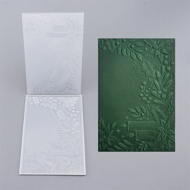 1szt Folder do wytłaczania 3D Holly Poinsettia Pinecone Leaves with Candles Patterm for DIY Christmas Theme Scrapbooking Paper Crafts