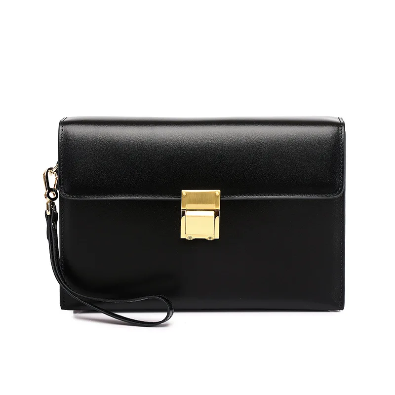 YETTIES Men's 2026 Summer Premium Genuine Leather Envelope Clutch | Large Capacity Business Handheld Bag with Combination Lock