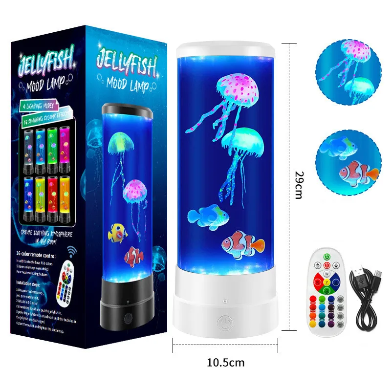 Imagem -06 - Jellyfish Fish Led Night Light Lâmpada Colorida Decoração Home Controle Remoto Tabela