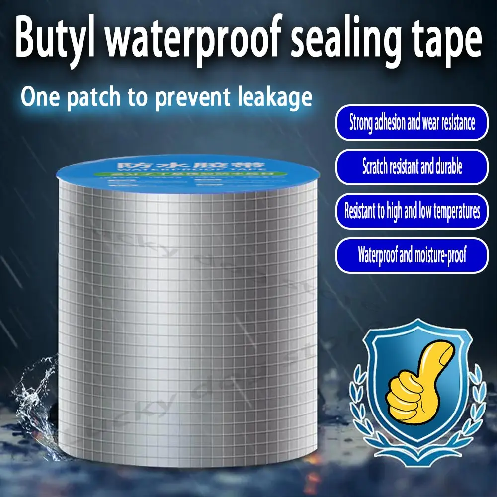 luminum Foil Butyl Rubber Tape Thick Self Adhesive Waterproof Sealant Tape Pool Roof Pipe Repair Stop Leak Foil Tape Butyl Tapes