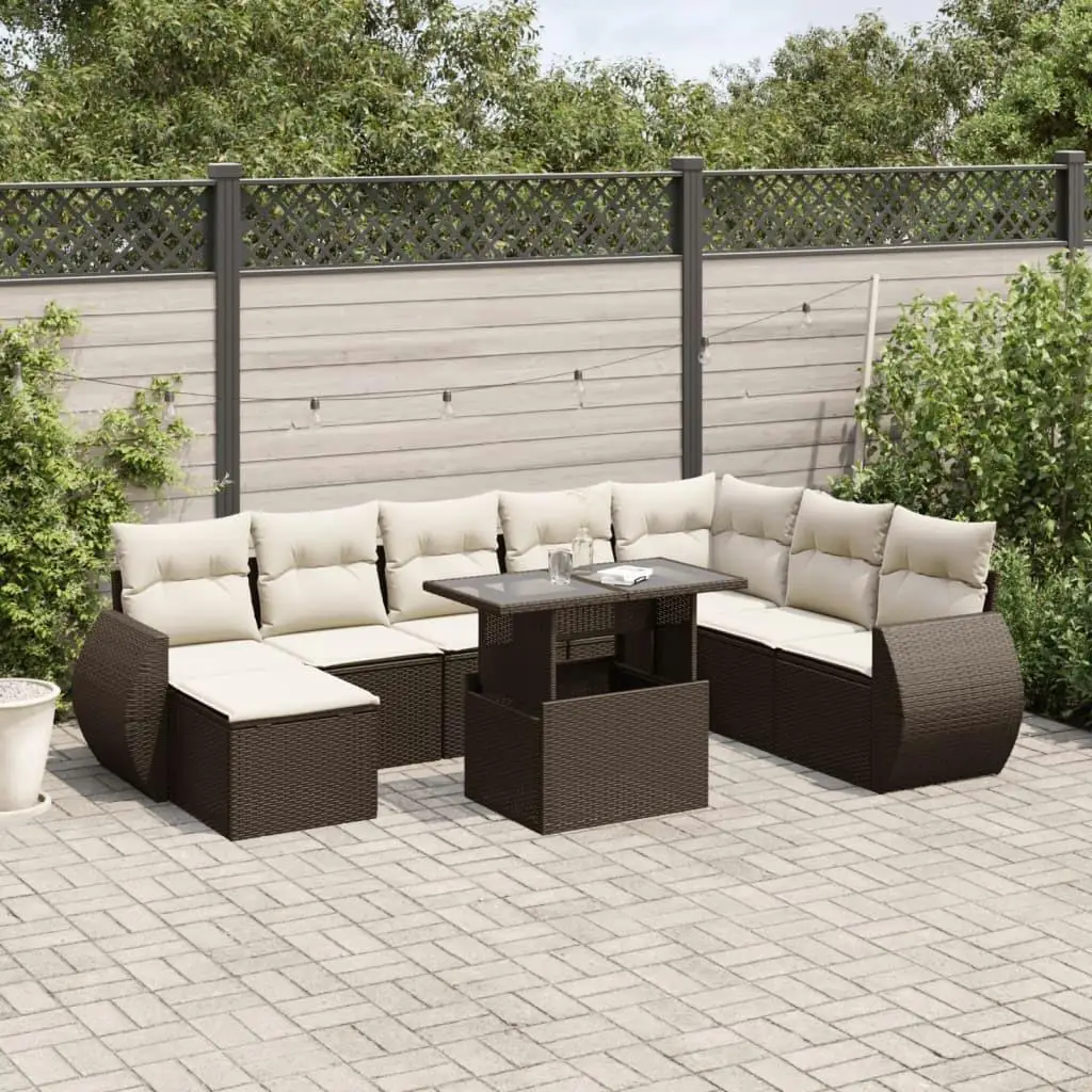 

Brown Cream White Garden Sofa Set Outdoor Furniture Comfortable Seating for Patio Backyard Balcony