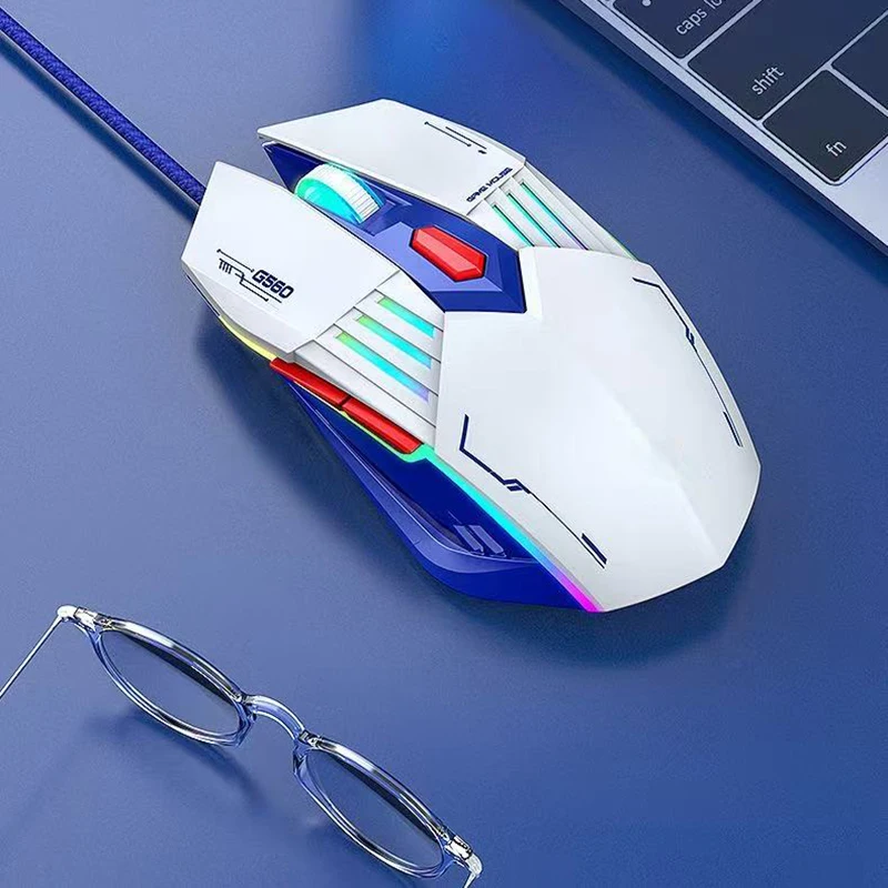 

G560 Mouse Wired Gaming Computer Office Accessories Laptop Laser USB Cable Mouse RGB Backlight Wheel Ergonomic 3 DPI Adjustable