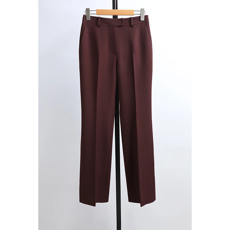 

Spring New Brand Women's High Waist Straight Leg Suit Pants Long Trousers Commute Style Zipper Waist Polyester Fiber