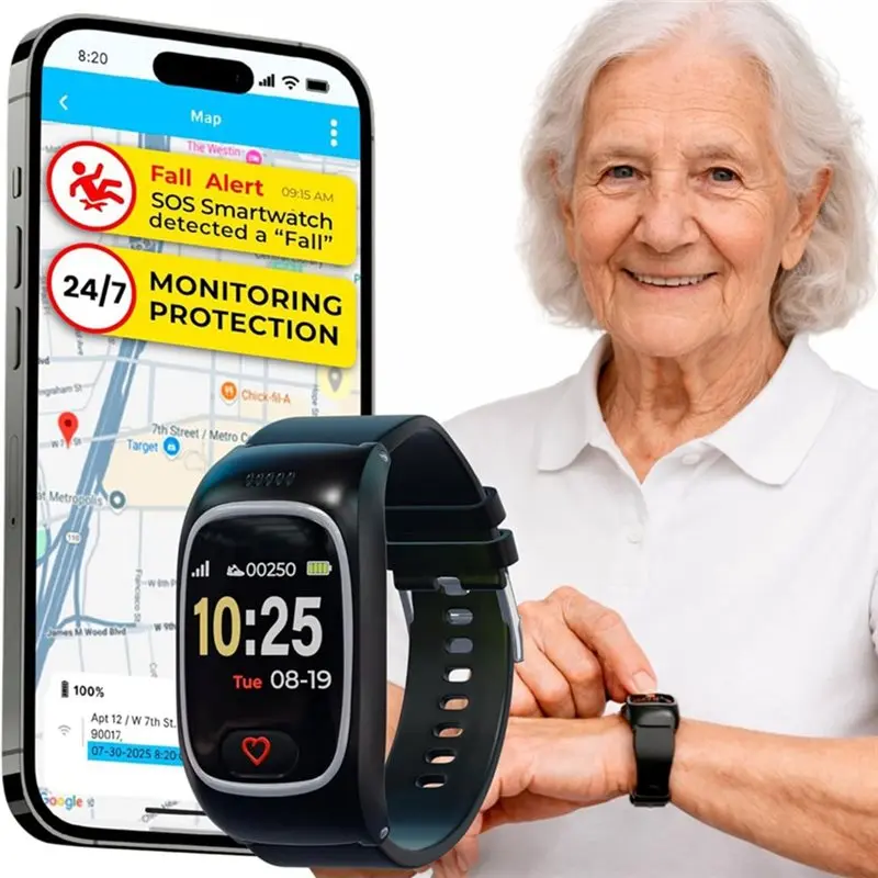 A97I-Alert Smartband For Seniors No Call Center Auto Fall Detection, GPS Tracking, Heart Rate Monitor With SOS Button