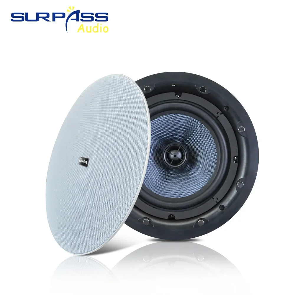 Moisture-proof Bluetooth Ceiling Speaker 50W 8 Inch Frameless Coaxial Loudspeaker Built In Class D Amplifier Music Speaker Home