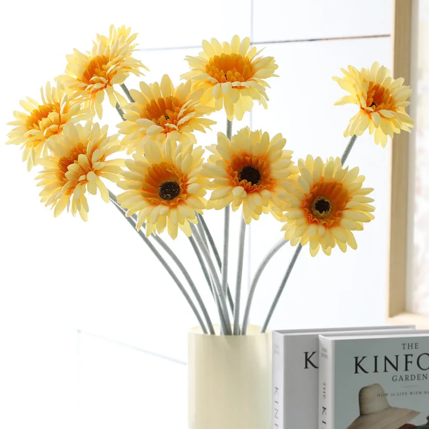Single Stem Silk Flower Artificial Gerbera Daisy Chrysanthemum Home Decor Party Table Gift F1174