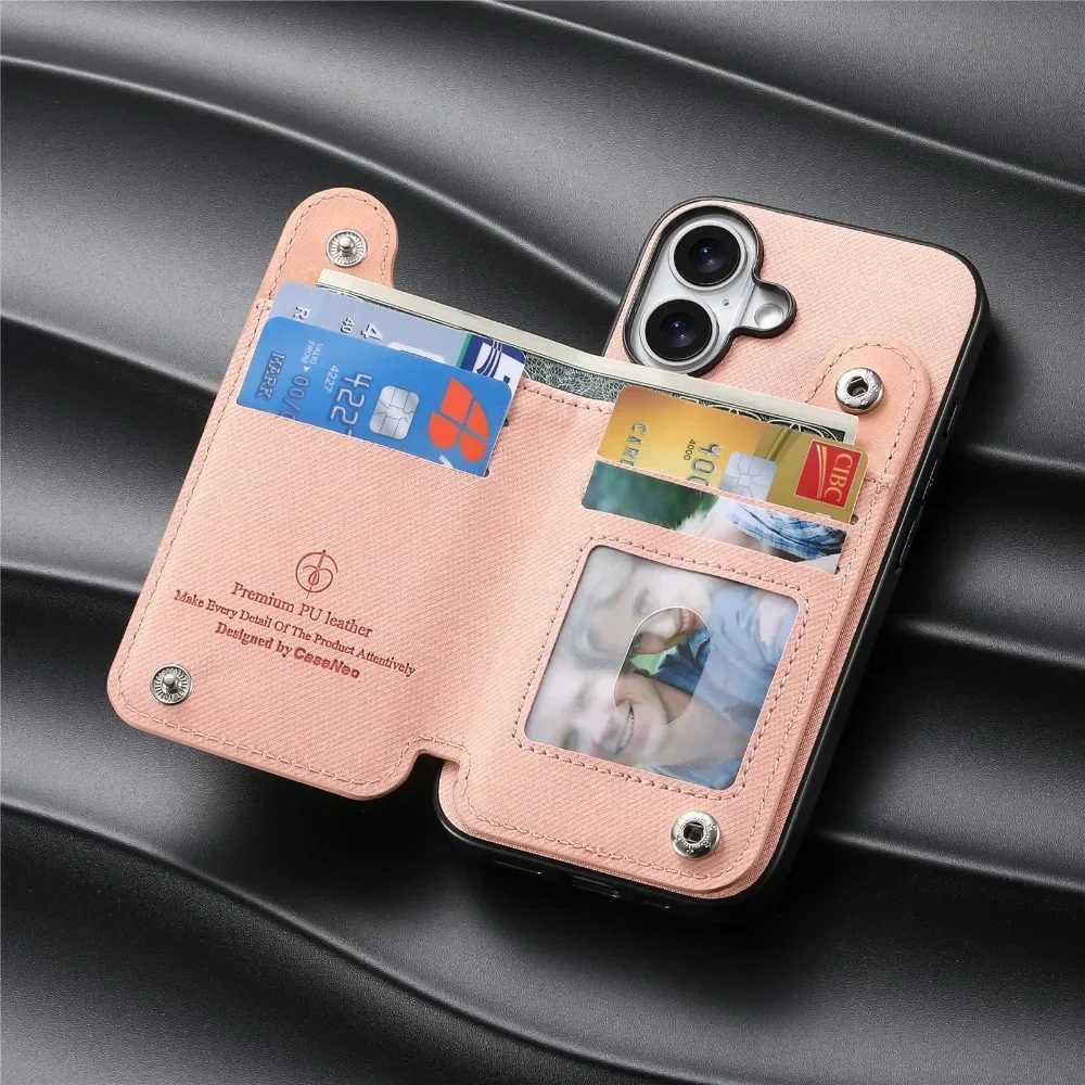 Flip-Wallet mit Kartenhalter RFID-blockierende Handyhülle für iPhone 18 17 16 15 14 Plus 13 12 Pro Max Ring-Lederhalterung – Detail 20