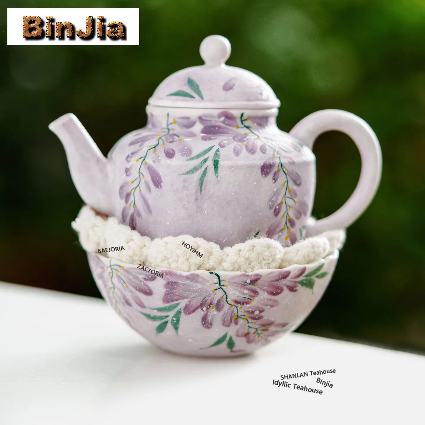 

Набор для путешествий с расписанным вручную чайным сервизом «Глициния»: антикварный чайник, 1 чашка, органайзер, портативная сумка для кемпинга, набор для чаепития Кунг-фу, ручная работа