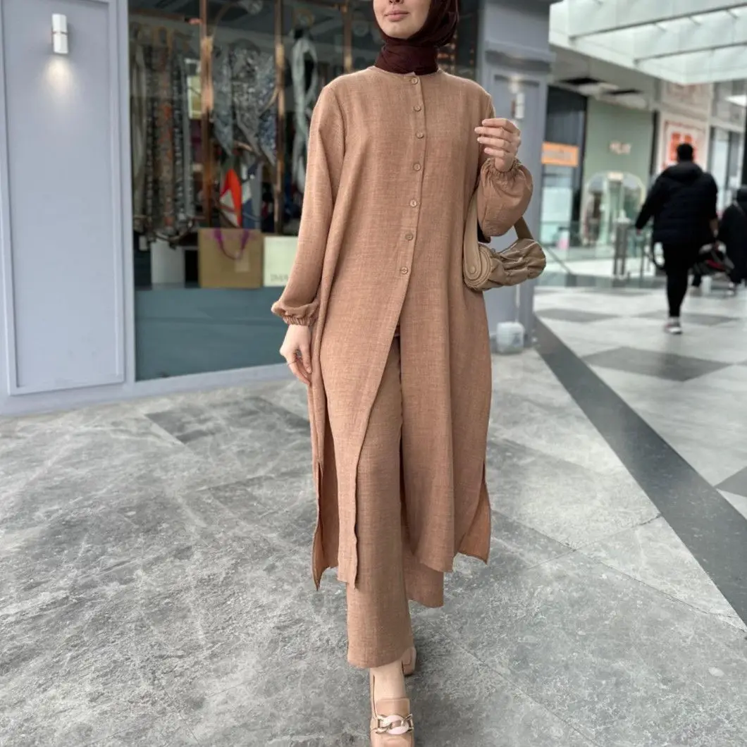 Muslim Dress Plus-size Autumn Loose Temperament Commuter Long 2-piece Set Casual Muslim Set Party Dresses for Women Abaya Caftan