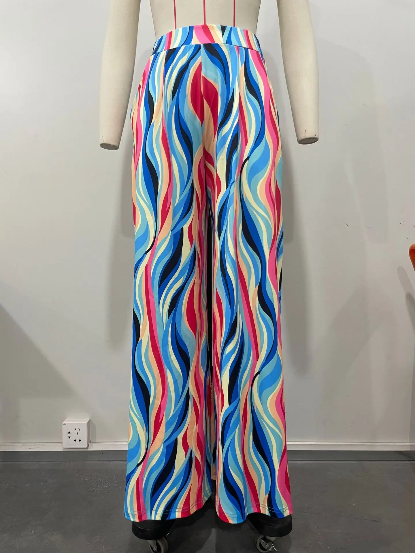 Pant Women Wide Leg Long Pants Striped Print Casual Loose High Waist Straight Trousers Y2k Streetwear Elegant Jogger Maxi 2025