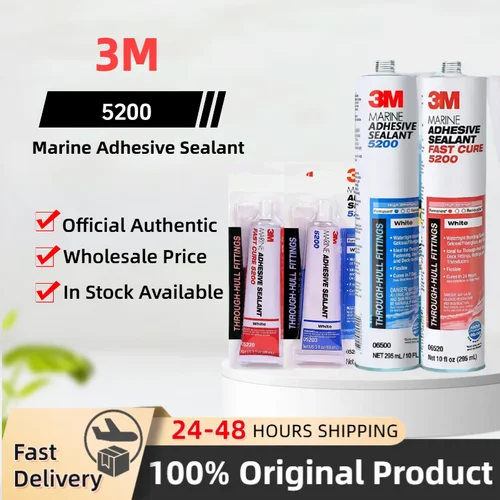 Sellador adhesivo marino Original 3M 5200, sellador impermeable de poliuretano blanco adecuado para barcos, vehículos recreativos y peceras, 88ML/295ML
