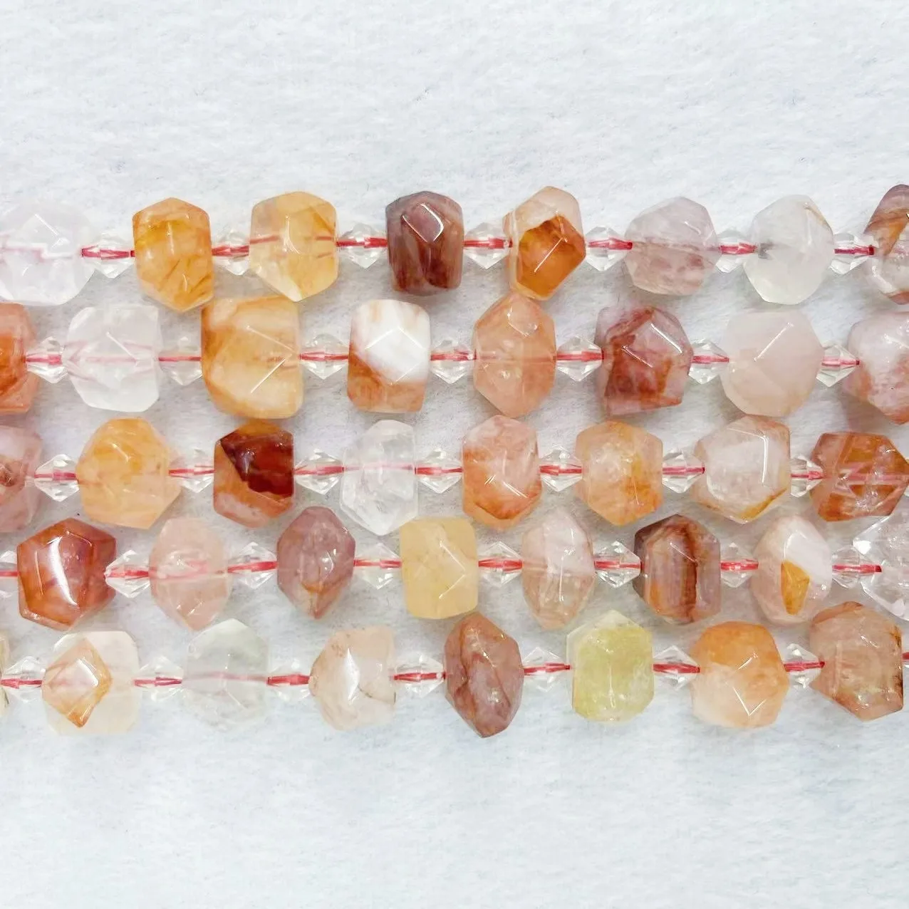 Natural Red Gum Flower Crystal Ghost Quartz Stone Irregular Loose Beads Gems Energy Healing For Jewelry Making DIY Bracelet