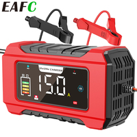 EAFC 15A/8A Large Screen Smart Car Battery Charger 12V/24V Pluse Repair Charger Motorcycle for Lead-Acid AGM Gel WET LiFePO4