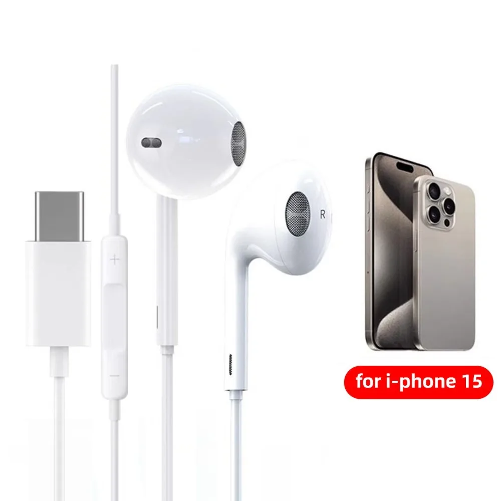 Type C Wired Earphones For Apple iPhone 15 Pro Max In-Ear With Mic For Sumsung Onepuls Xiaomi Redmi Huawei USB C Music Earpbuds